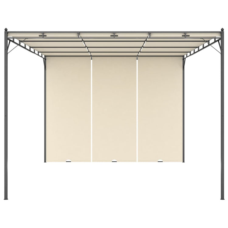 Gazebo da Giardino con Tenda Laterale 4x3x2,25 m Crema