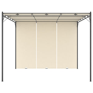 Gazebo da Giardino con Tenda Laterale 3x3x2,25m Crema