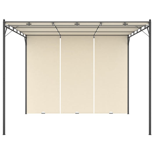 Gazebo da Giardino con Tenda Laterale 3x3x2,25m Crema