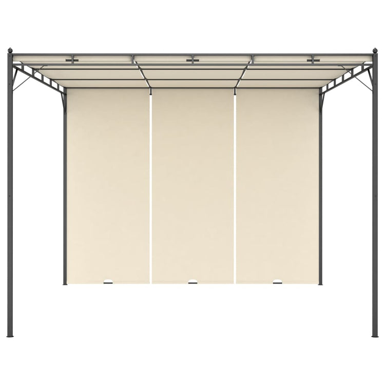 Gazebo da Giardino con Tenda Laterale 3x3x2,25m Crema