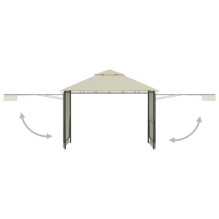 Gazebo con Tetto Doppio Estendibile 3x3x2,75 m Crema 180 g/mq