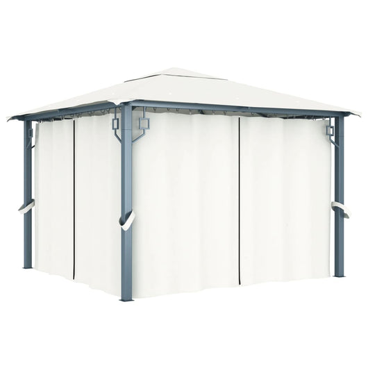 Gazebo con Tenda 300 x 300 cm Crema Alluminio