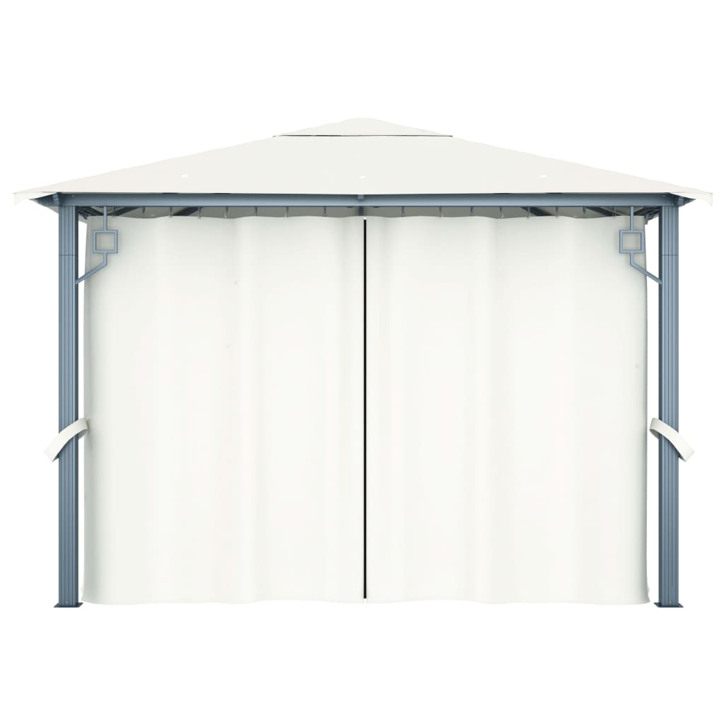 Gazebo con Tenda 300 x 300 cm Crema Alluminio