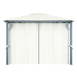 Gazebo con Tenda 300 x 300 cm Crema Alluminio