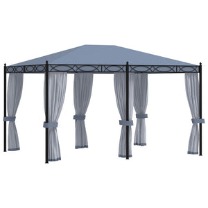 Gazebo con Schermi a Rete 3x4 cm Antracite in Acciaio