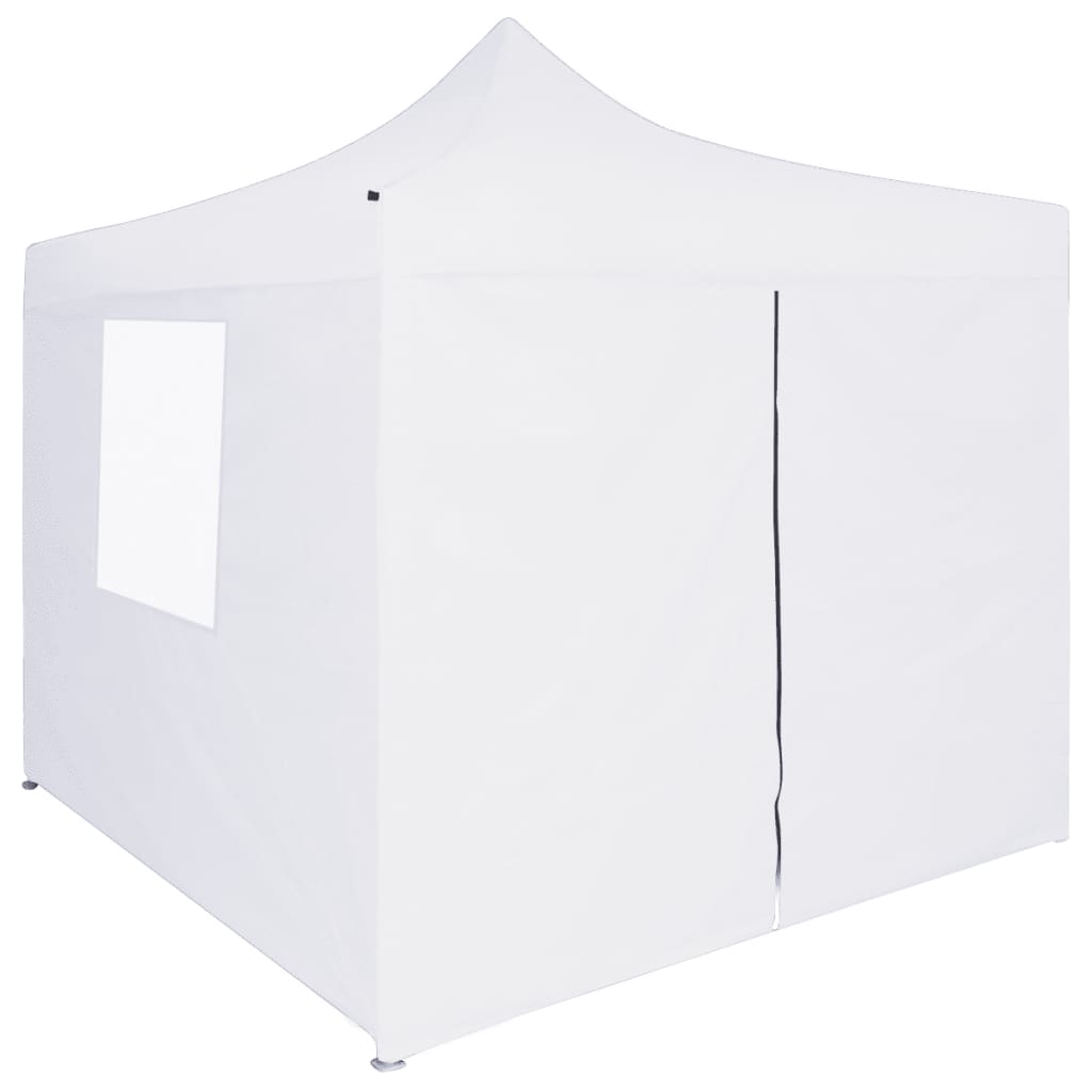 Gazebo Pieghevole Professionale 4 Pareti 3x3 m Acciaio Bianco