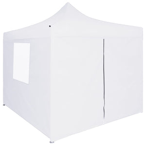 Gazebo Pieghevole Professionale 4 Pareti 3x3 m Acciaio Bianco