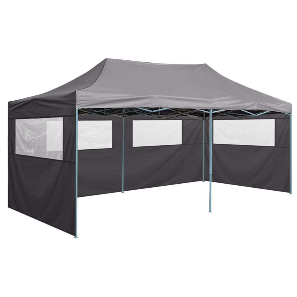 Gazebo Pieghevole con 4 Pareti 3x6m Acciaio Antracite