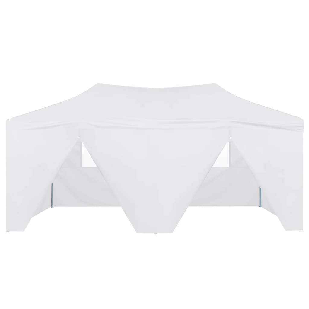 Gazebo Pieghevole con 4 Pareti 3x6 m Acciaio Bianco