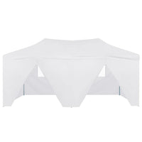 Gazebo Pieghevole con 4 Pareti 3x6 m Acciaio Bianco