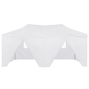 Gazebo Pieghevole con 4 Pareti 3x6 m Acciaio Bianco