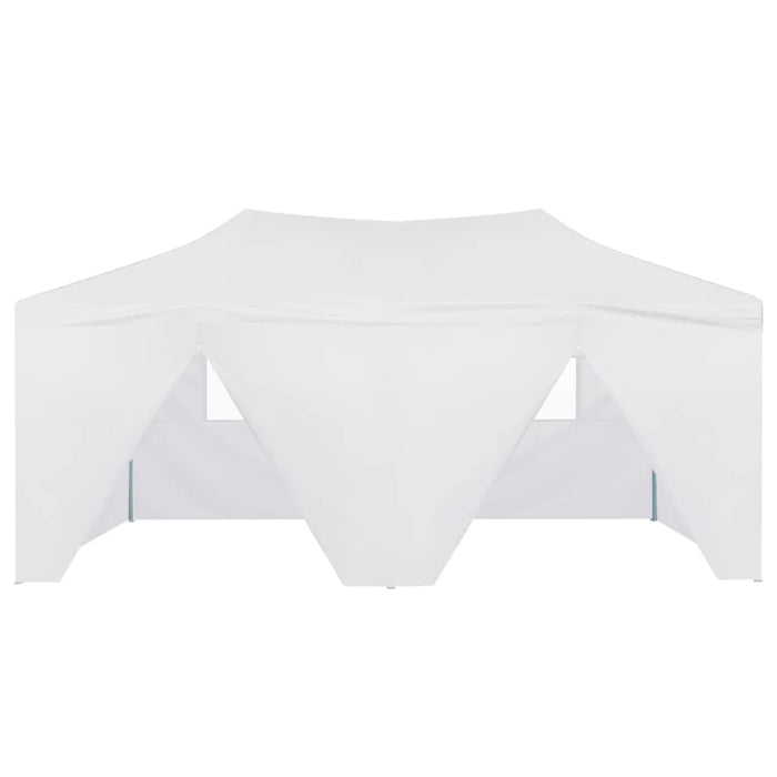 Gazebo Pieghevole con 4 Pareti 3x6 m Acciaio Bianco