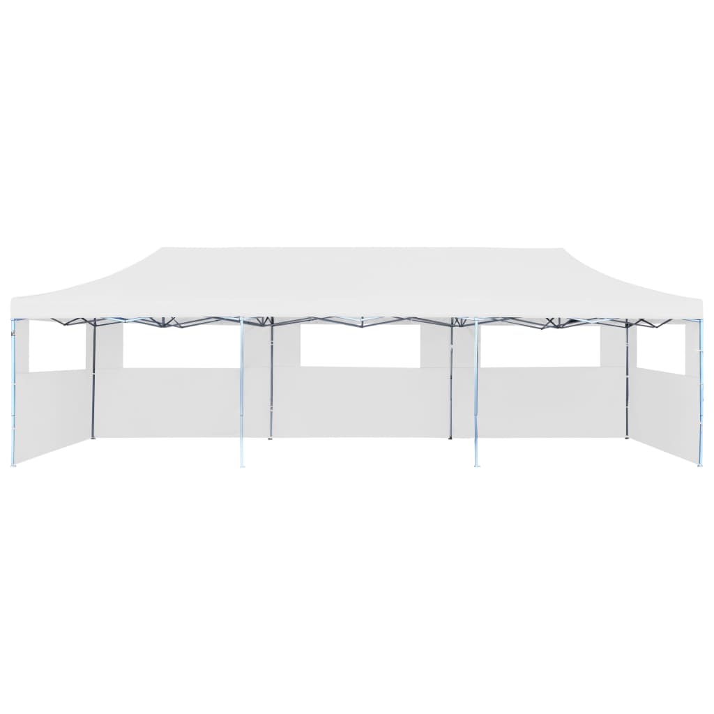 Tenda Pieghevole Pop-Up con 5 Pareti Laterali 3x9 m Bianca