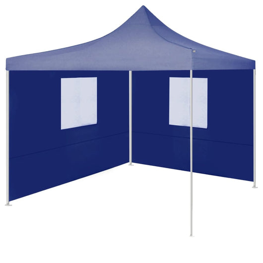 Gazebo Pieghevole Professionale 2 Pareti 2x2m Acciaio Blu