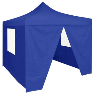 Gazebo Pieghevole Professionale 4 Pareti 2x2m Acciaio Blu