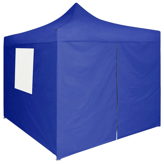 Gazebo Pieghevole Professionale 4 Pareti 2x2m Acciaio Blu