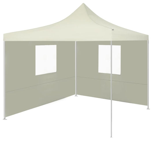 Gazebo Professionale Pieghevole con 2 Pareti 2x2m Acciaio Crema