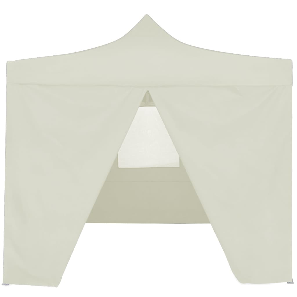 Gazebo Professionale Pieghevole con 4 Pareti 2x2m Acciaio Crema