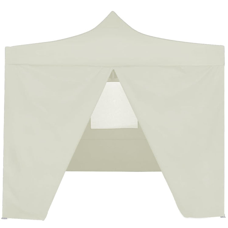 Gazebo Professionale Pieghevole con 4 Pareti 2x2m Acciaio Crema