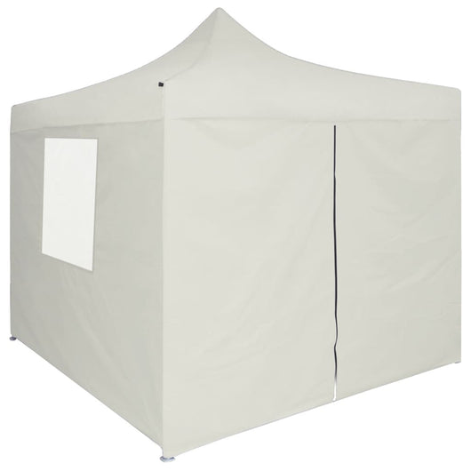 Gazebo Professionale Pieghevole con 4 Pareti 2x2m Acciaio Crema