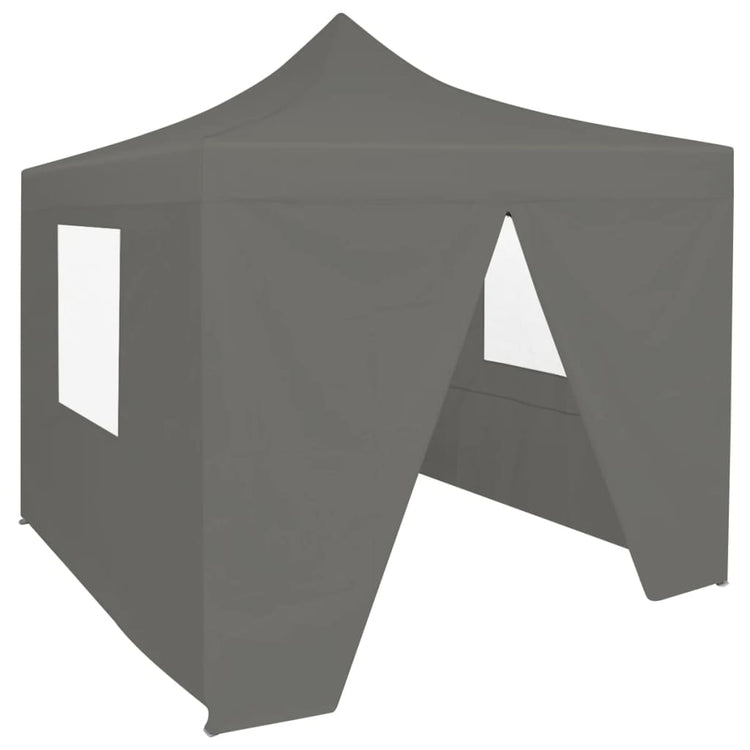 Gazebo Professionale Pieghevole 4 Pareti 2x2m Acciaio Antracite