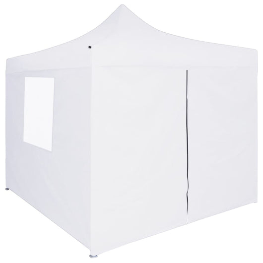 Gazebo Pieghevole Professionale 4 Pareti 2x2m Acciaio Bianco