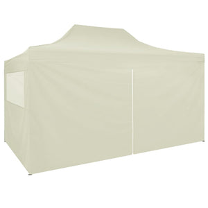 Gazebo Professionale Pieghevole con 4 Pareti 3x4m Acciaio Crema