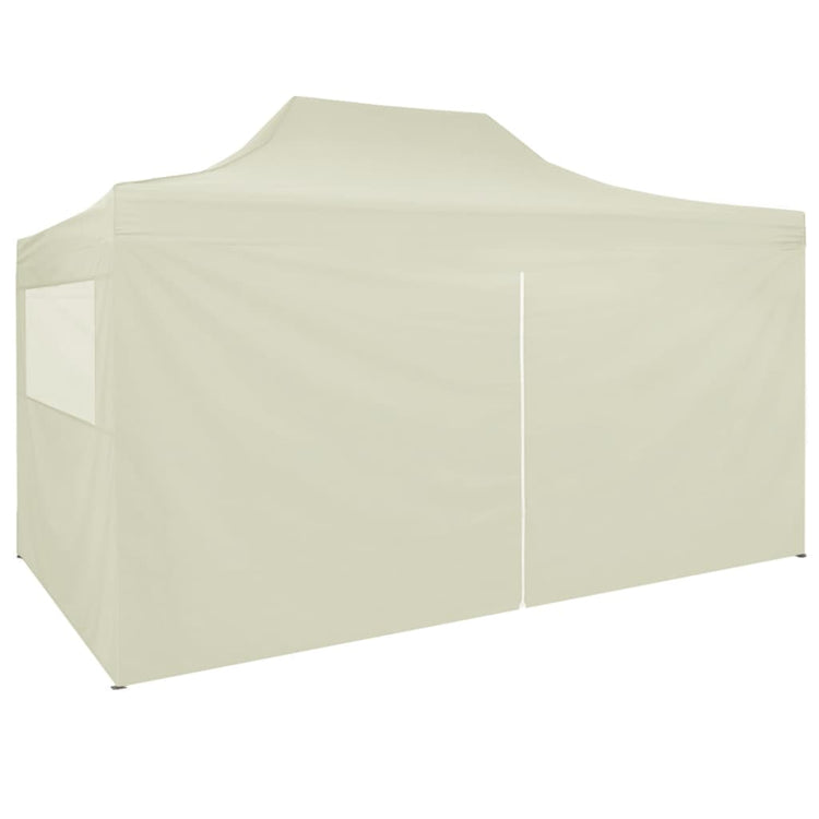 Gazebo Professionale Pieghevole con 4 Pareti 3x4m Acciaio Crema