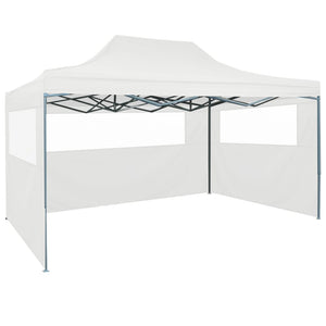 Gazebo Professionale Pieghevole 3 Pareti 3x4m Acciaio Bianco