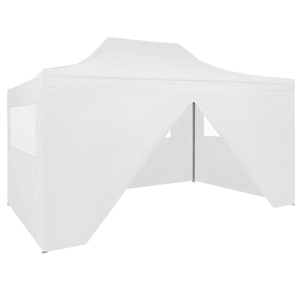 Gazebo Professionale Pieghevole 4 Pareti 3x4m Acciaio Bianco