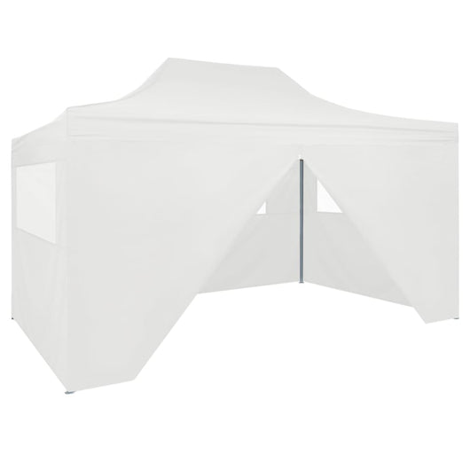 Gazebo Professionale Pieghevole 4 Pareti 3x4m Acciaio Bianco