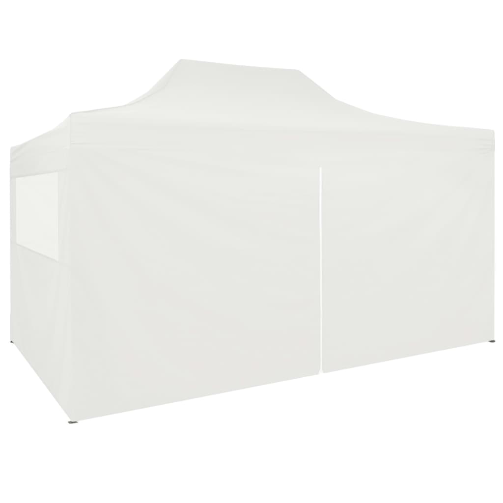 Gazebo Professionale Pieghevole 4 Pareti 3x4m Acciaio Bianco