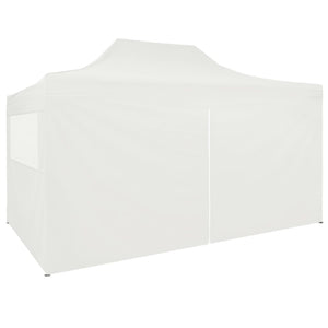 Gazebo Professionale Pieghevole 4 Pareti 3x4m Acciaio Bianco