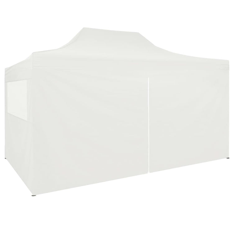 Gazebo Professionale Pieghevole 4 Pareti 3x4m Acciaio Bianco