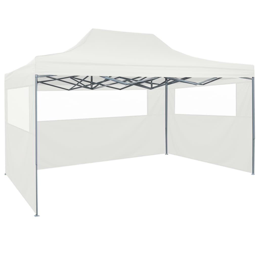 Gazebo Professionale Pieghevole 4 Pareti 3x4m Acciaio Bianco