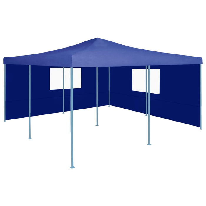 Gazebo Pieghevole con 2 Pareti 5x5 m Blu