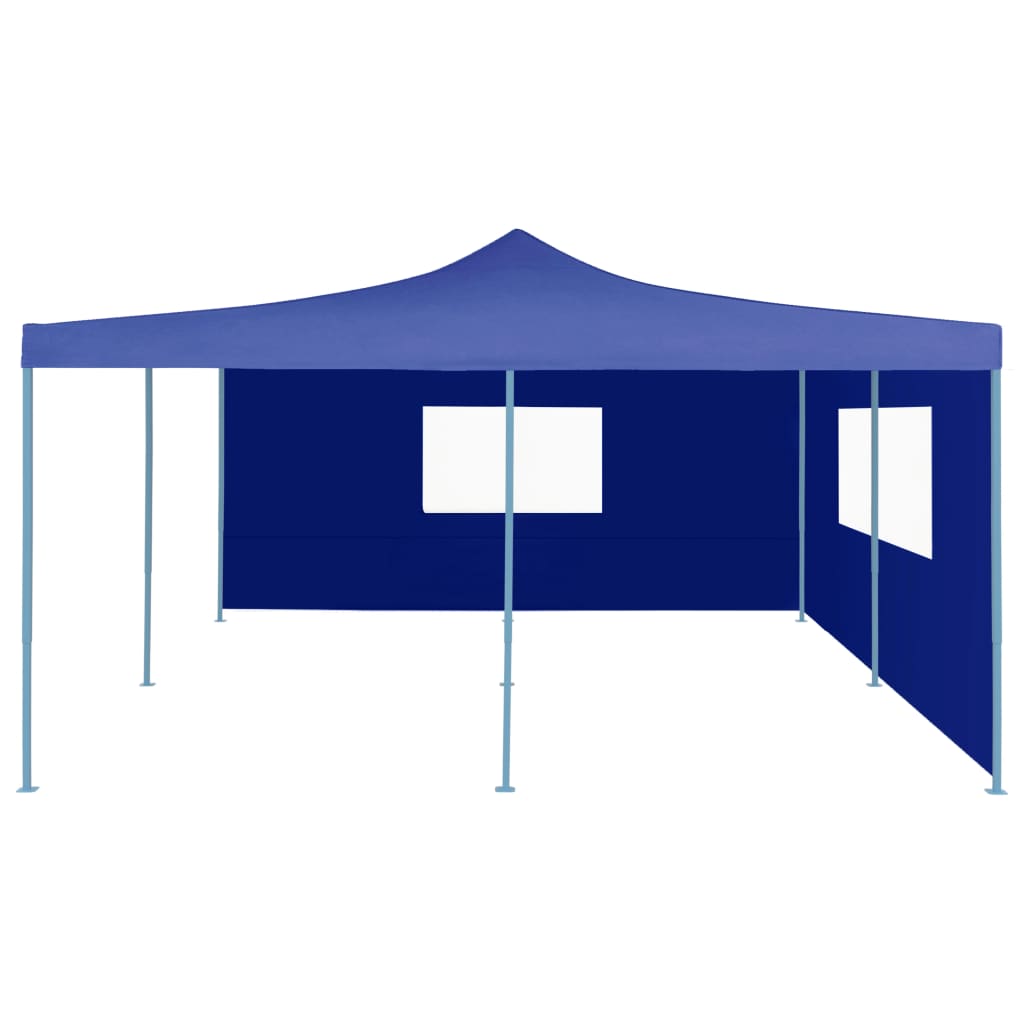 Gazebo Pieghevole con 2 Pareti 5x5 m Blu