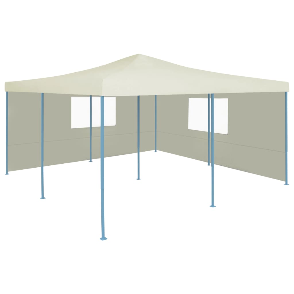 Gazebo Pieghevole con 2 Pareti 5x5 m Crema