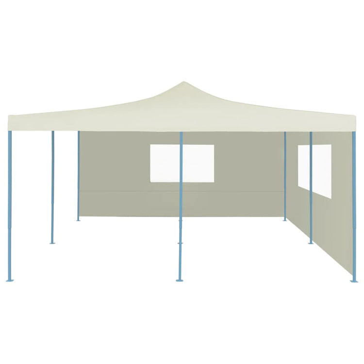 Gazebo Pieghevole con 2 Pareti 5x5 m Crema