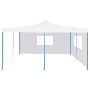 Gazebo Pieghevole con 2 Pareti 5x5 m Bianco