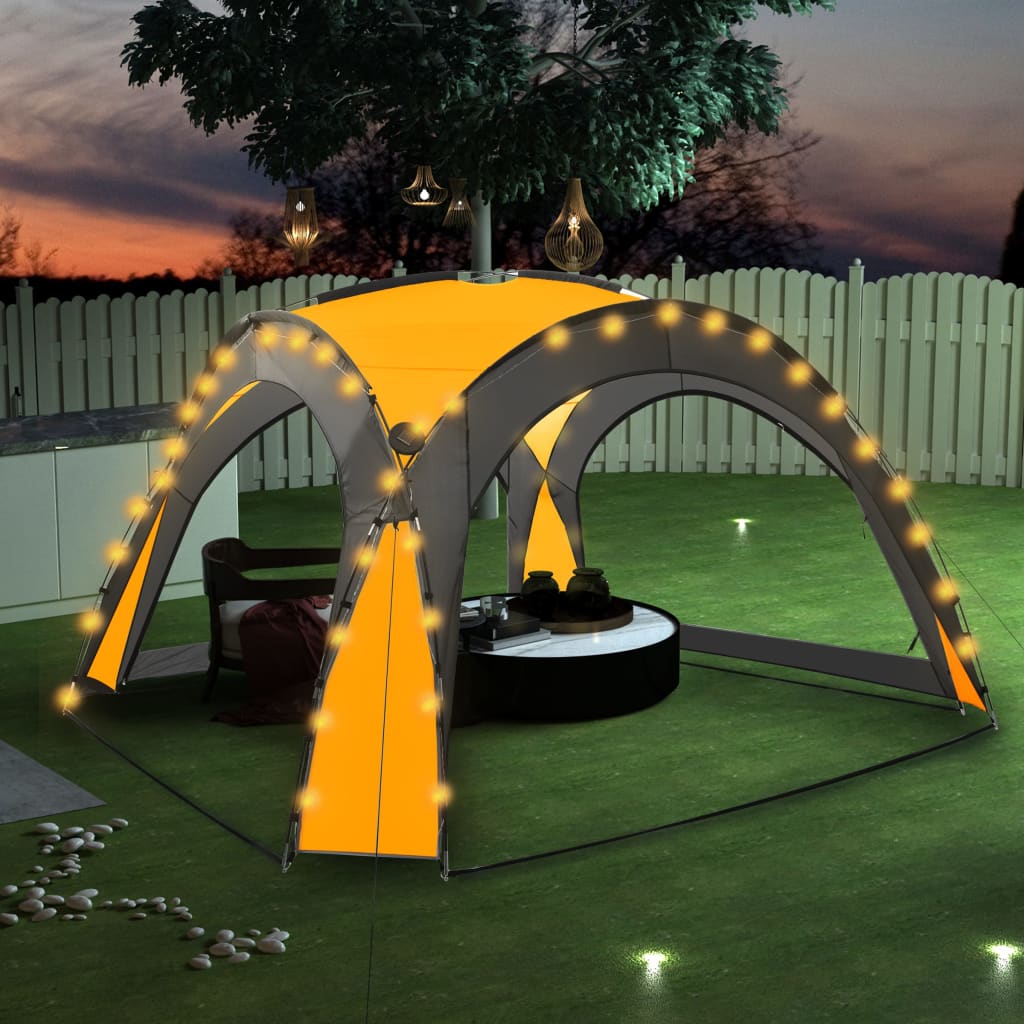 Tenda per Feste con LED e 4 Pareti 3,6x3,6x2,3 m Gialla