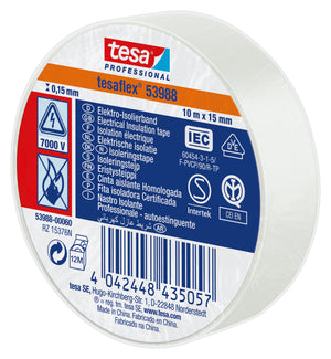 NASTRO ISOLAN.CERTIFICATO BIANCO MM.15(MT.10) TESA PZ 10,0