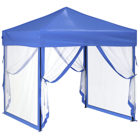 Tenda per Feste Pieghevole con Pareti Laterali Blu 2x2 m