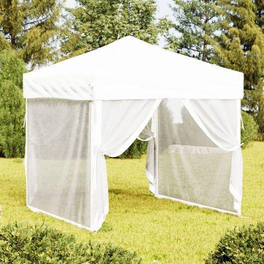 Tenda per Feste Pieghevole con Pareti Laterali Bianco 2x2 m