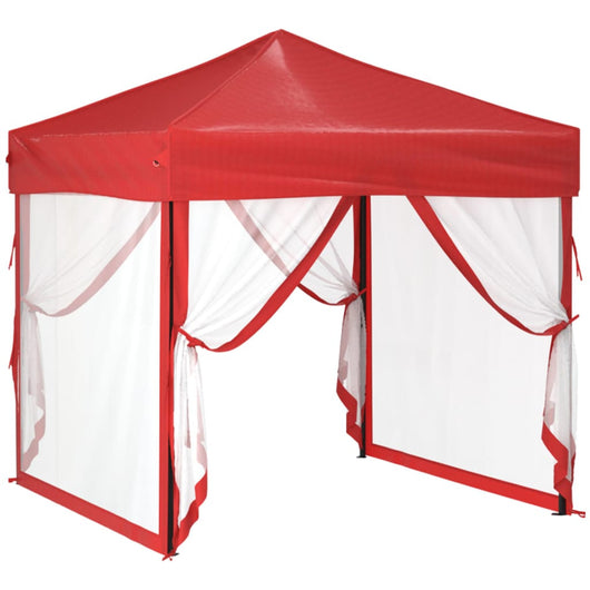 Tenda per Feste Pieghevole con Pareti Laterali Rosso 2x2 m