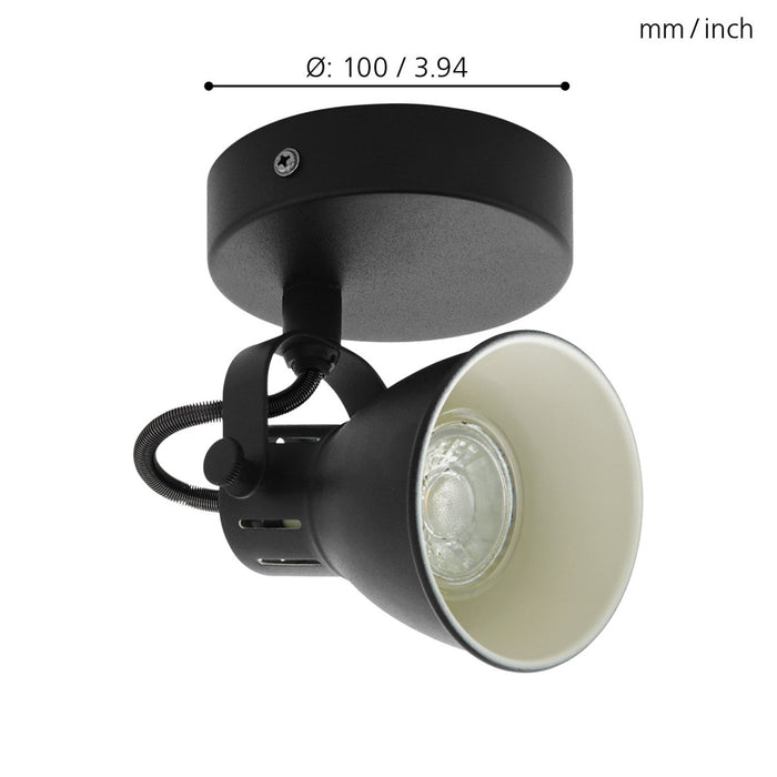 Spot Moderno Seras 2 In Acciaio Nero 1 Luce Gu10 3W Ip20