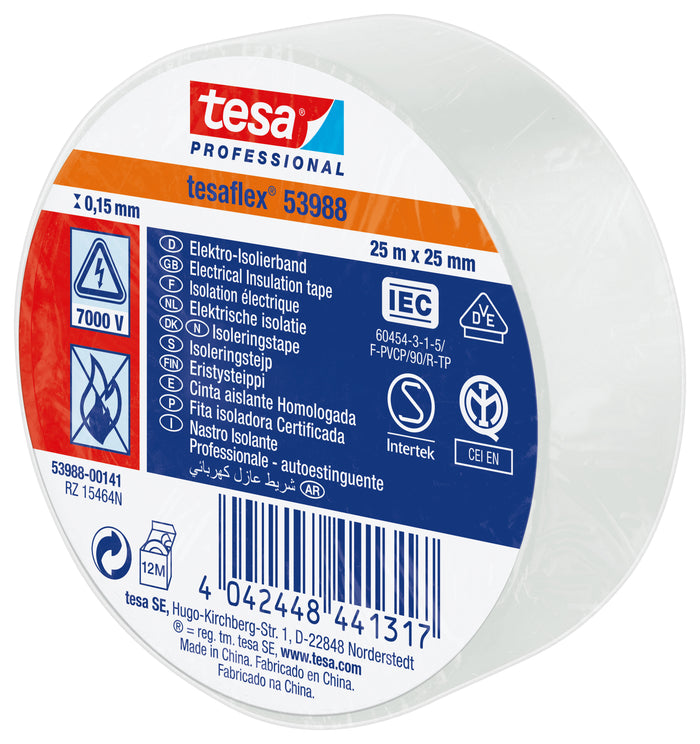 NASTRO ISOLAN.CERTIFICATO BIANCO MM.25(MT.25) TESA PZ 10,0