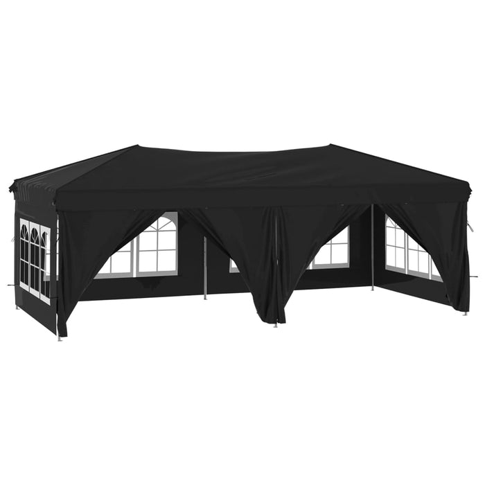 Tenda per Feste Pieghevole con Pareti Laterali Nero 3x6 m