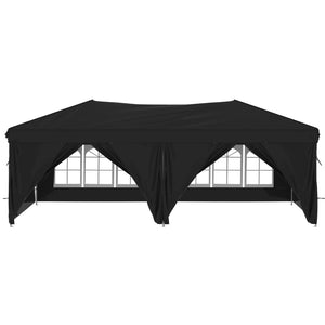 Tenda per Feste Pieghevole con Pareti Laterali Nero 3x6 m