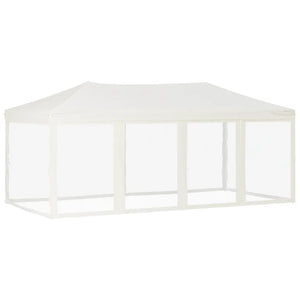 Tenda per Feste Pieghevole con Pareti Laterali Crema 3x6 m